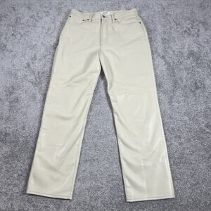Agolde Pants Womens Size 29 Recycled Leather 90s Pinch Waist Straight Ivory